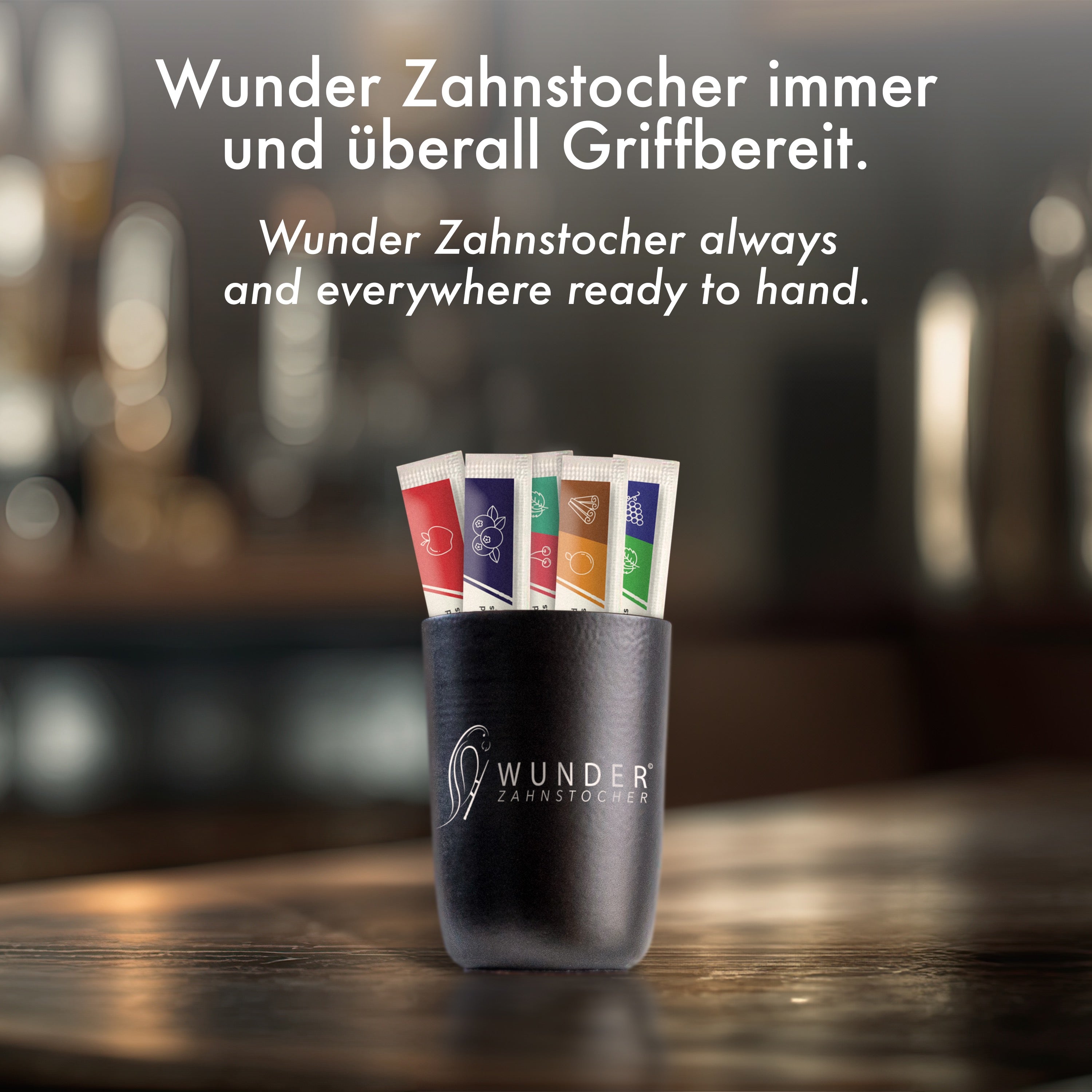 WUNDER ZAHNSTOCHER ALU BECHER SCHWARZ