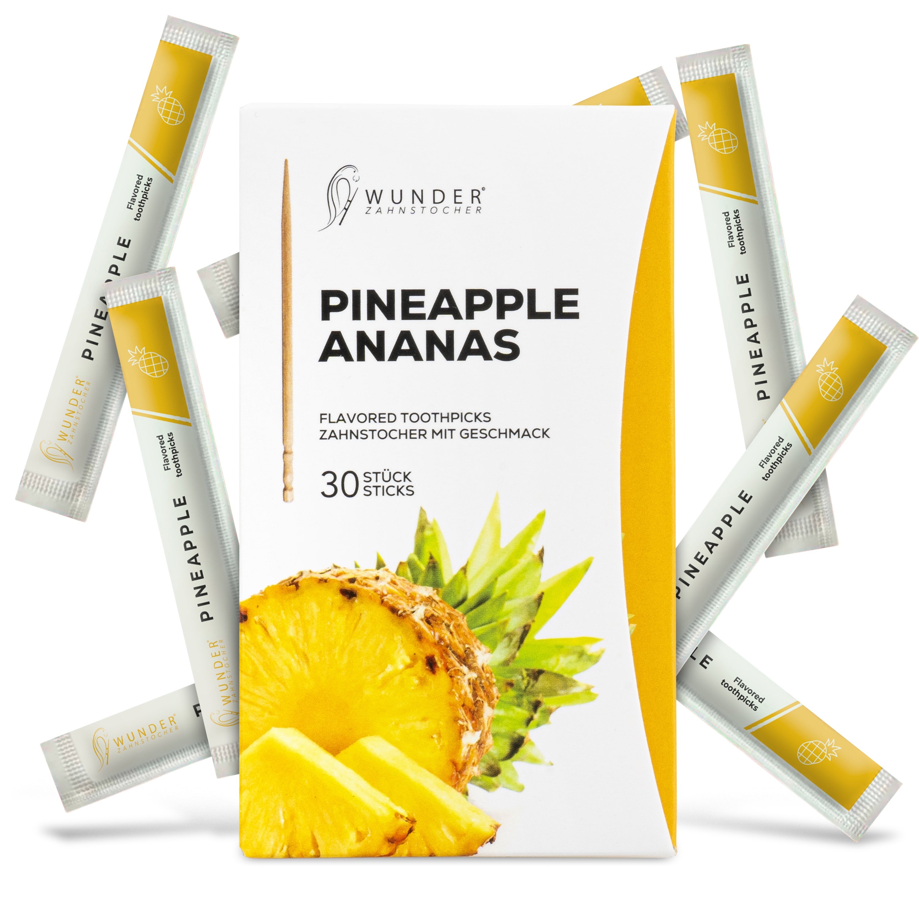 SINGLE PACK (30x) - PINEAPPLE / ANANAS - ZAHNSTOCHER MIT GESCHMACK