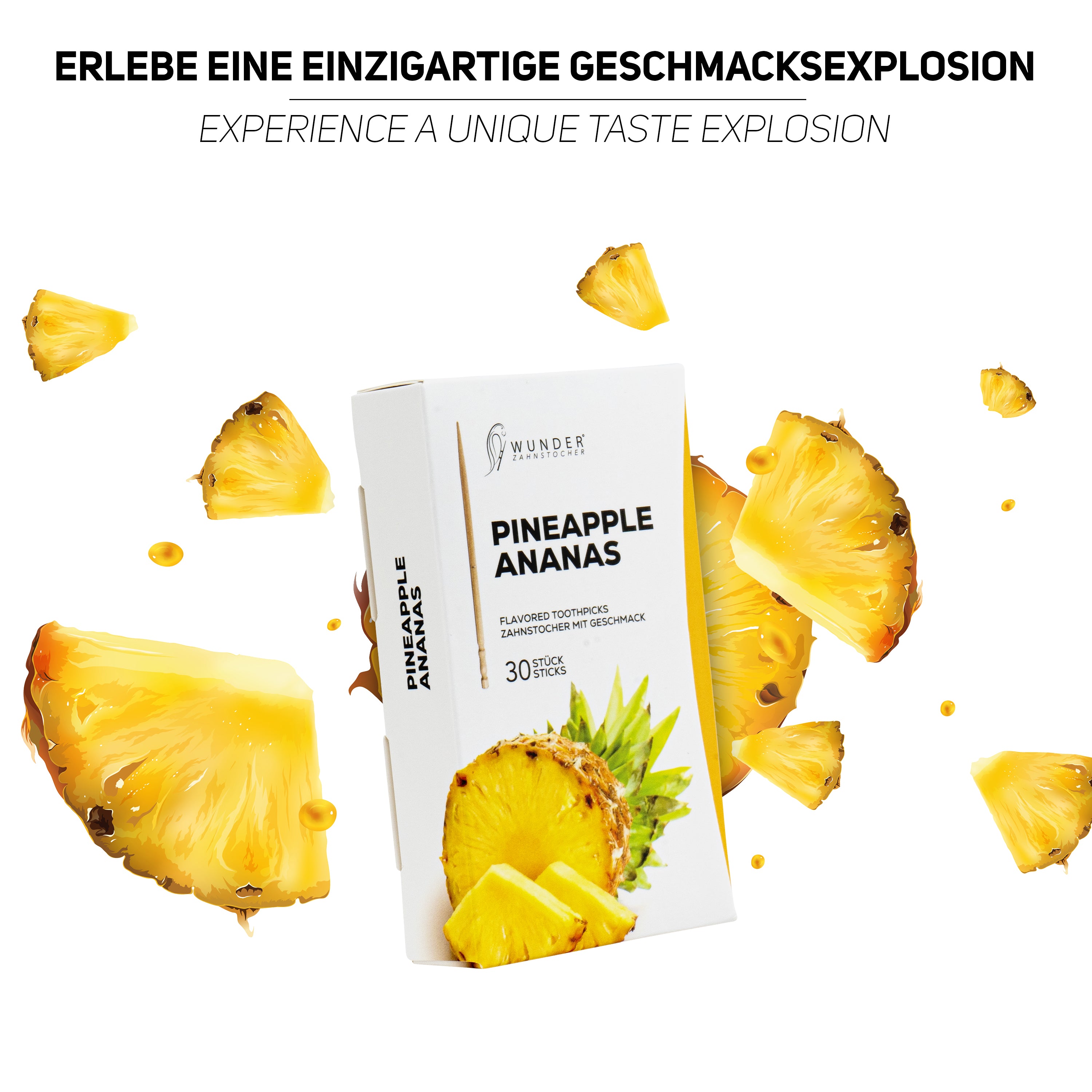 SINGLE PACK (30x) - PINEAPPLE / ANANAS - ZAHNSTOCHER MIT GESCHMACK