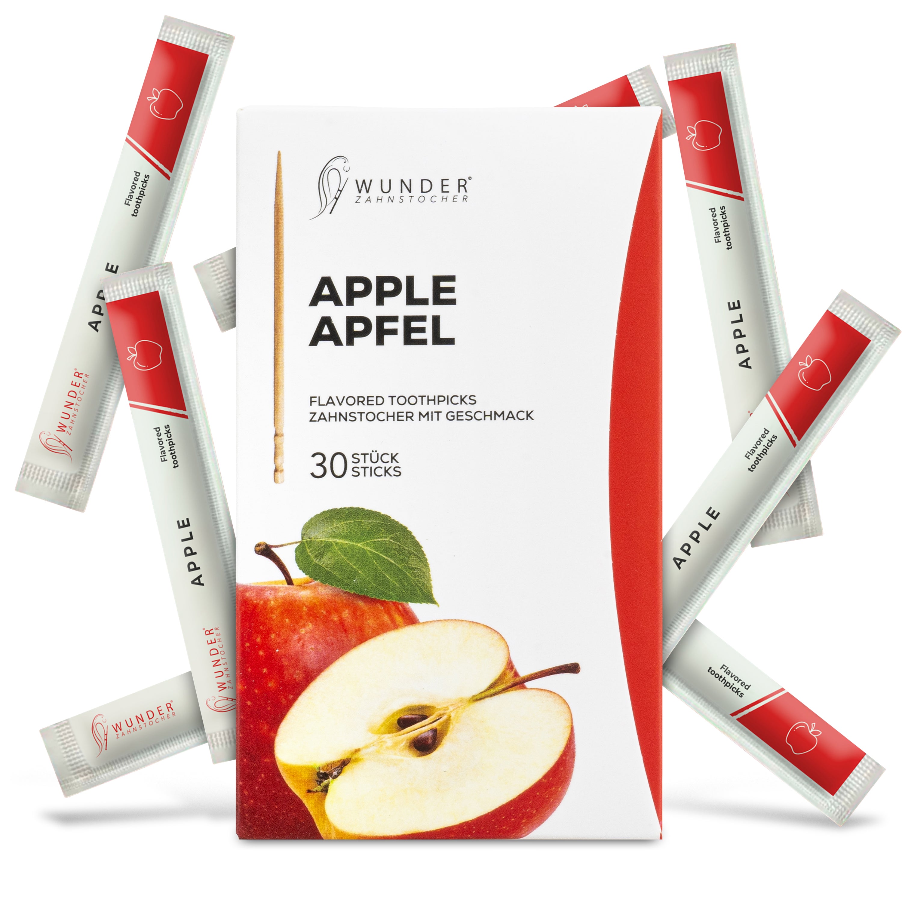 SINGLE PACK (30x) - APPLE / APFEL - ZAHNSTOCHER MIT GESCHMACK