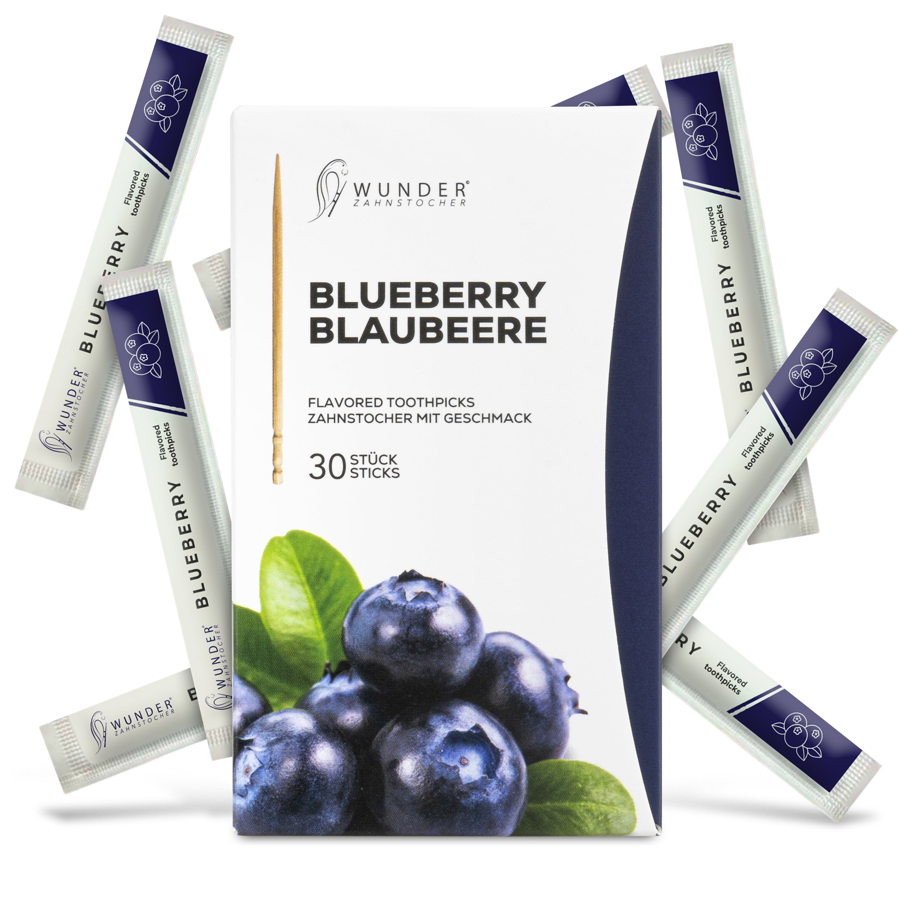 SINGLE PACK (30x) - BLUEBERRY / BLAUBEERE - ZAHNSTOCHER MIT GESCHMACK