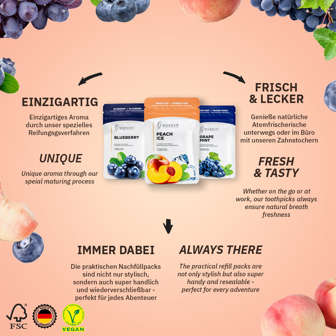 FRUIT CRUSH PACK - ZAHNSTOCHER MIT GESCHMACK