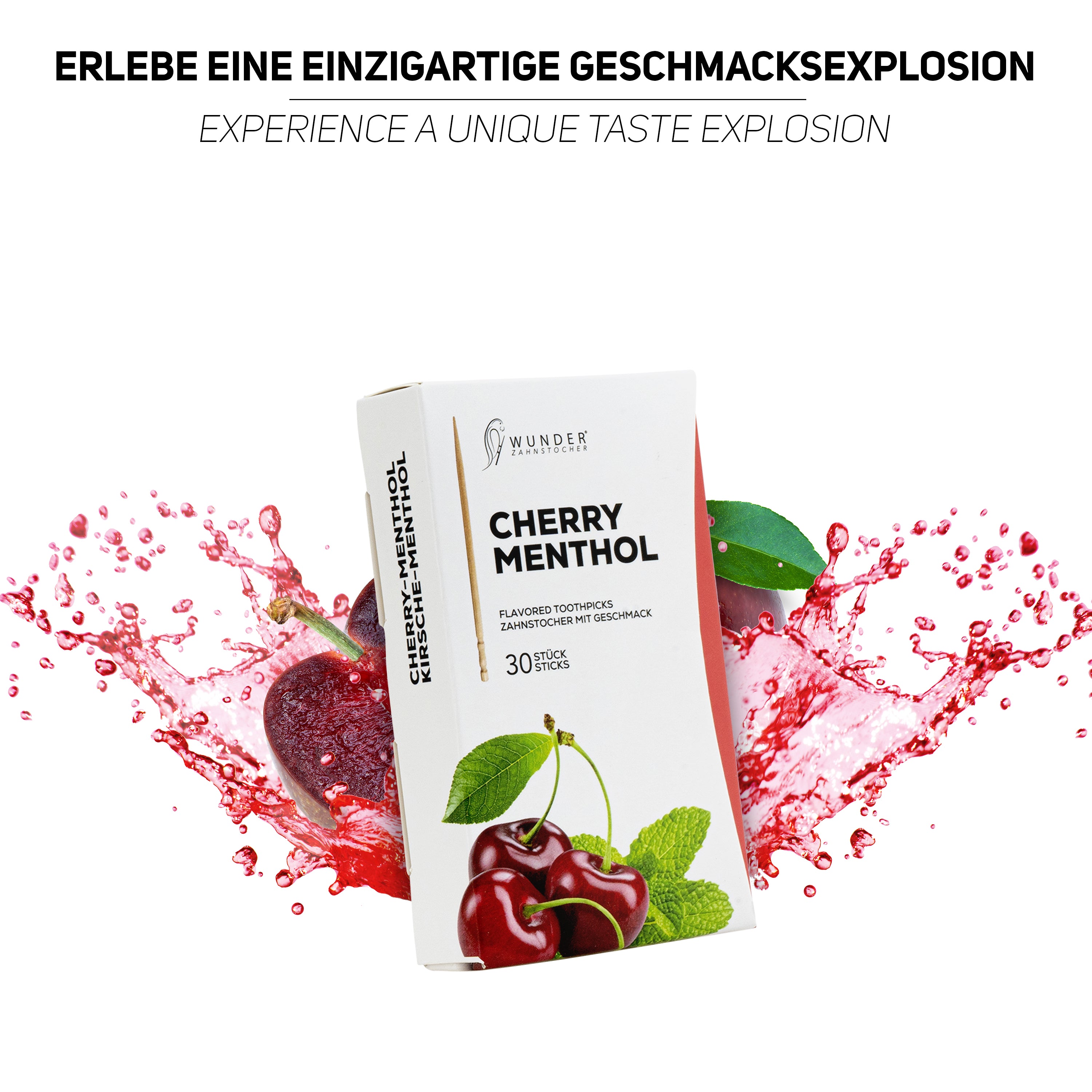 SINGLE PACK (30x) - CHERRY-MENTHOL / KIRSCH-MENTHOL - ZAHNSTOCHER MIT GESCHMACK