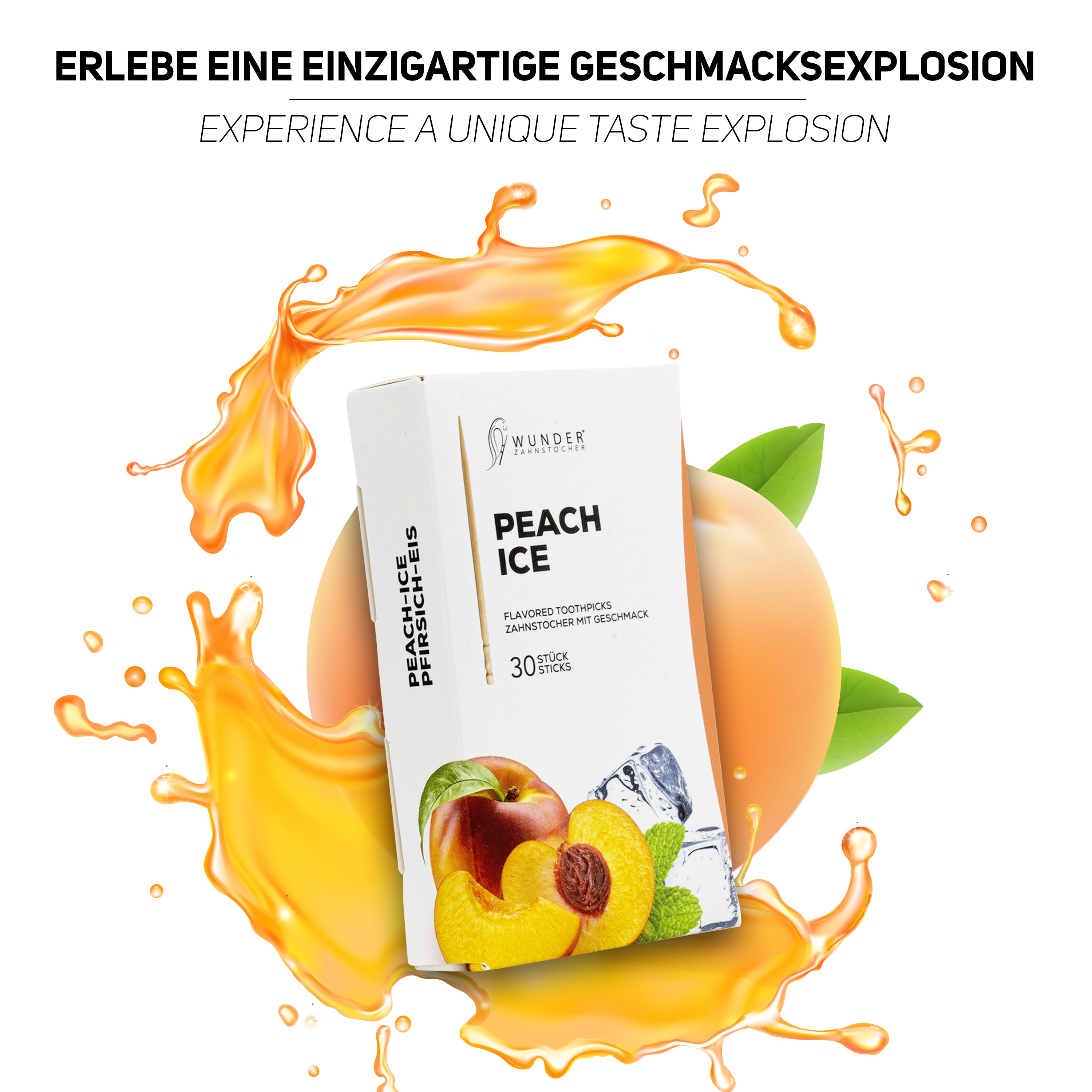 SINGLE PACK (30x) - PEACH-ICE / PFIRSICH-EIS - ZAHNSTOCHER MIT GESCHMACK