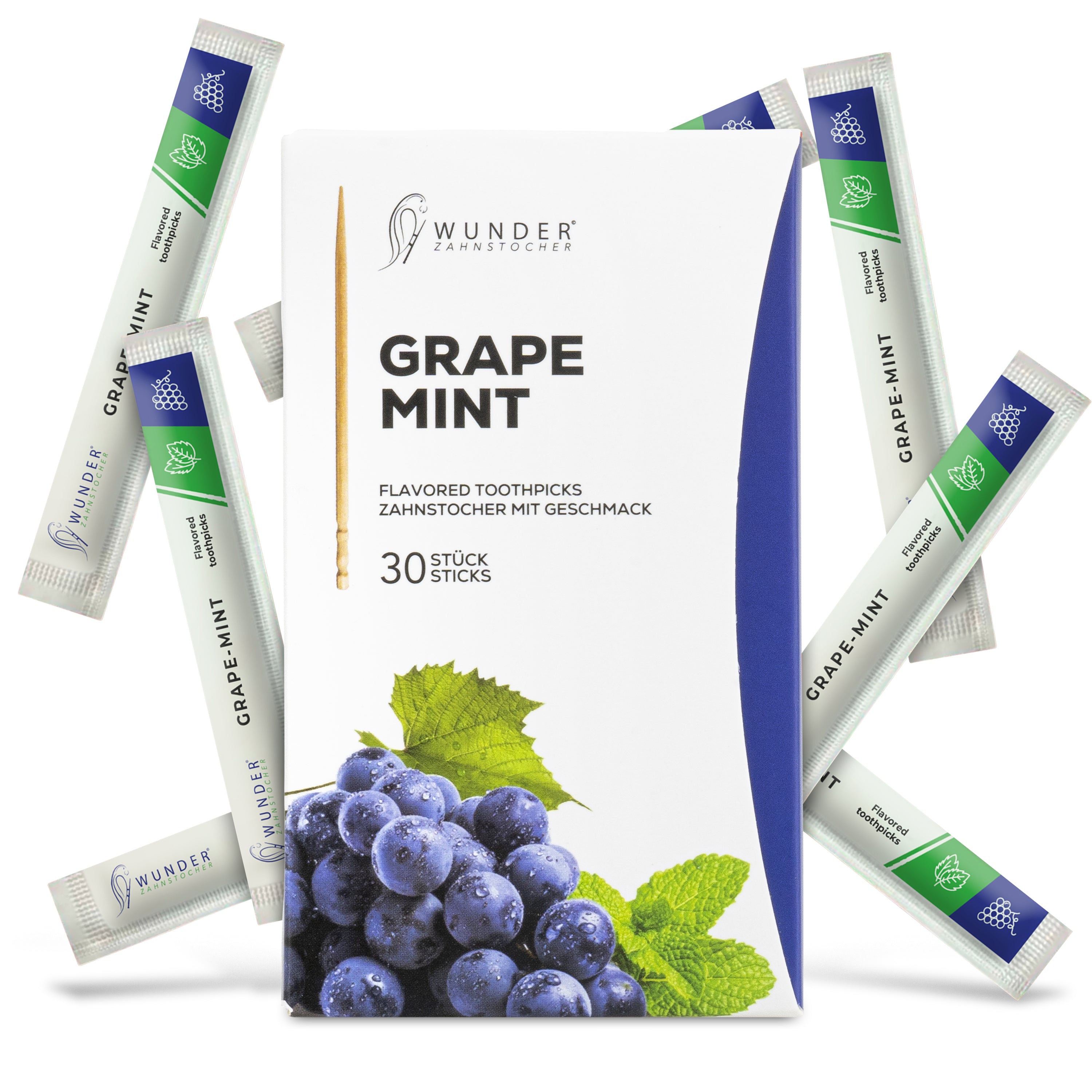 SINGLE PACK (30x) - GRAPE-MINT / TRAUBE-MINZE - ZAHNSTOCHER MIT GESCHMACK