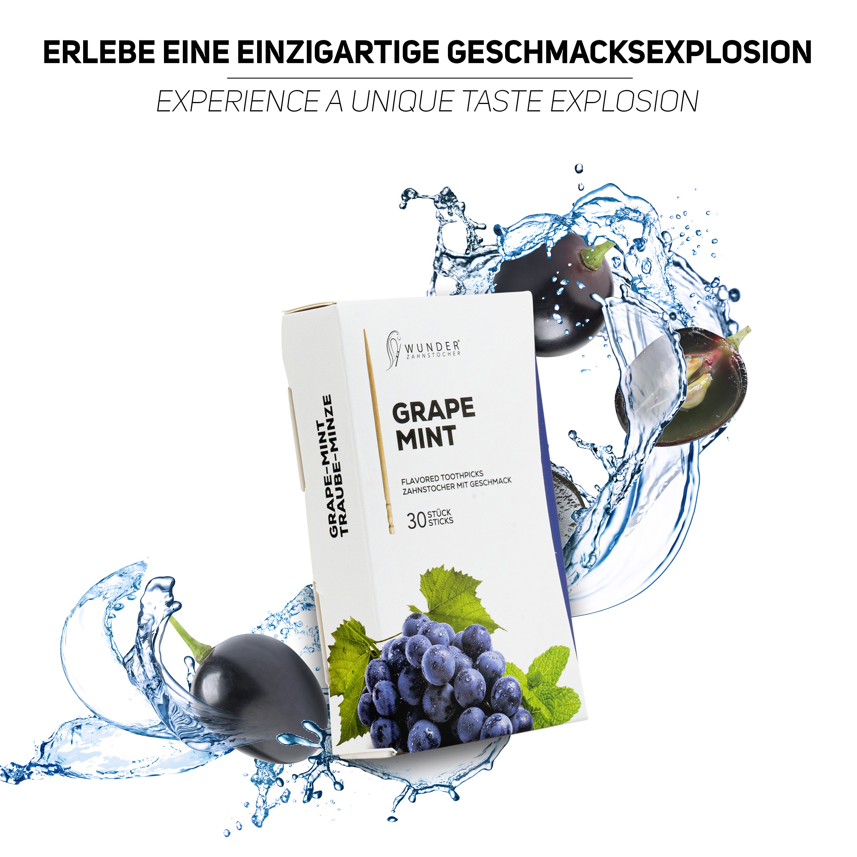 SINGLE PACK (30x) - GRAPE-MINT / TRAUBE-MINZE - ZAHNSTOCHER MIT GESCHMACK