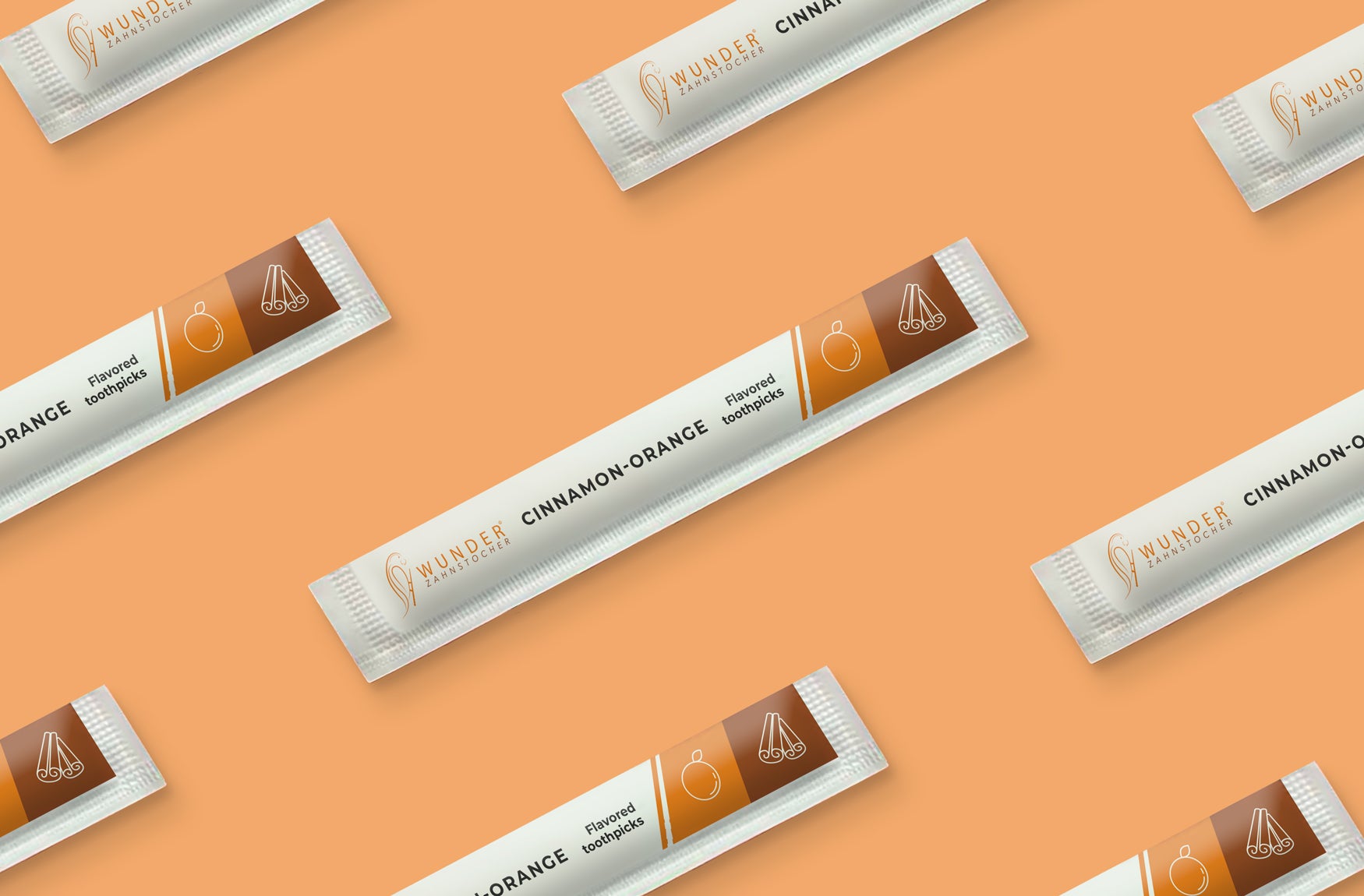 SINGLE PACK (100x) - CINNAMON-ORANGE / ZIMT-ORANGE - ZAHNSTOCHER MIT GESCHMACK
