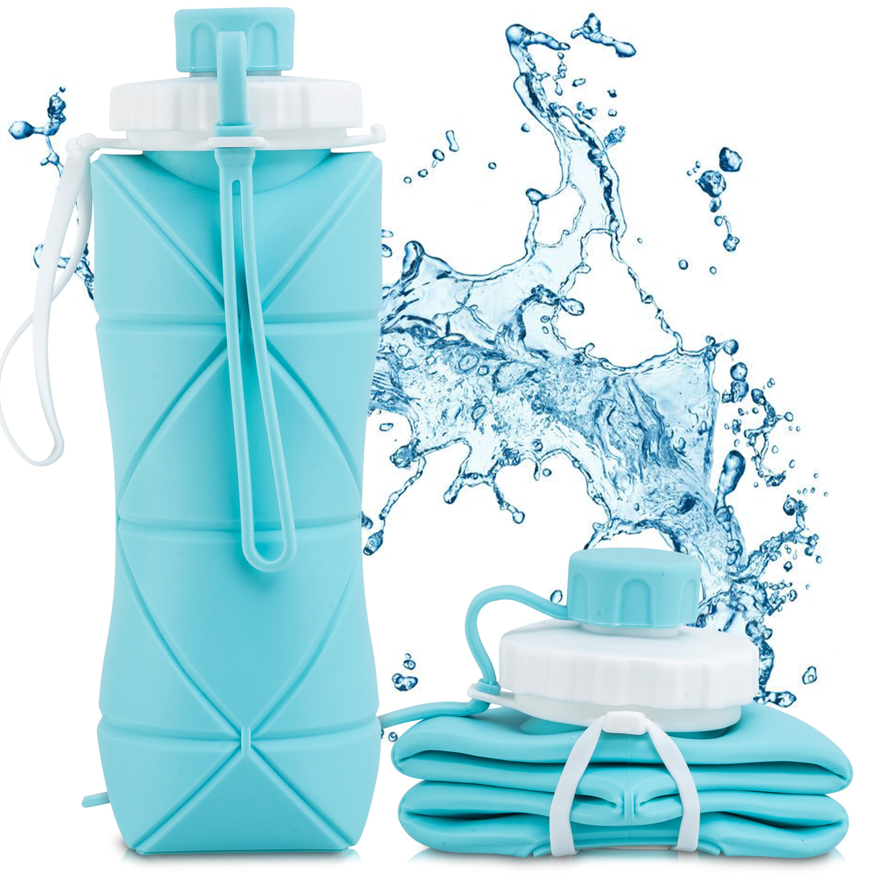 Faltbare Wasserflasche aus Silikon - Blau