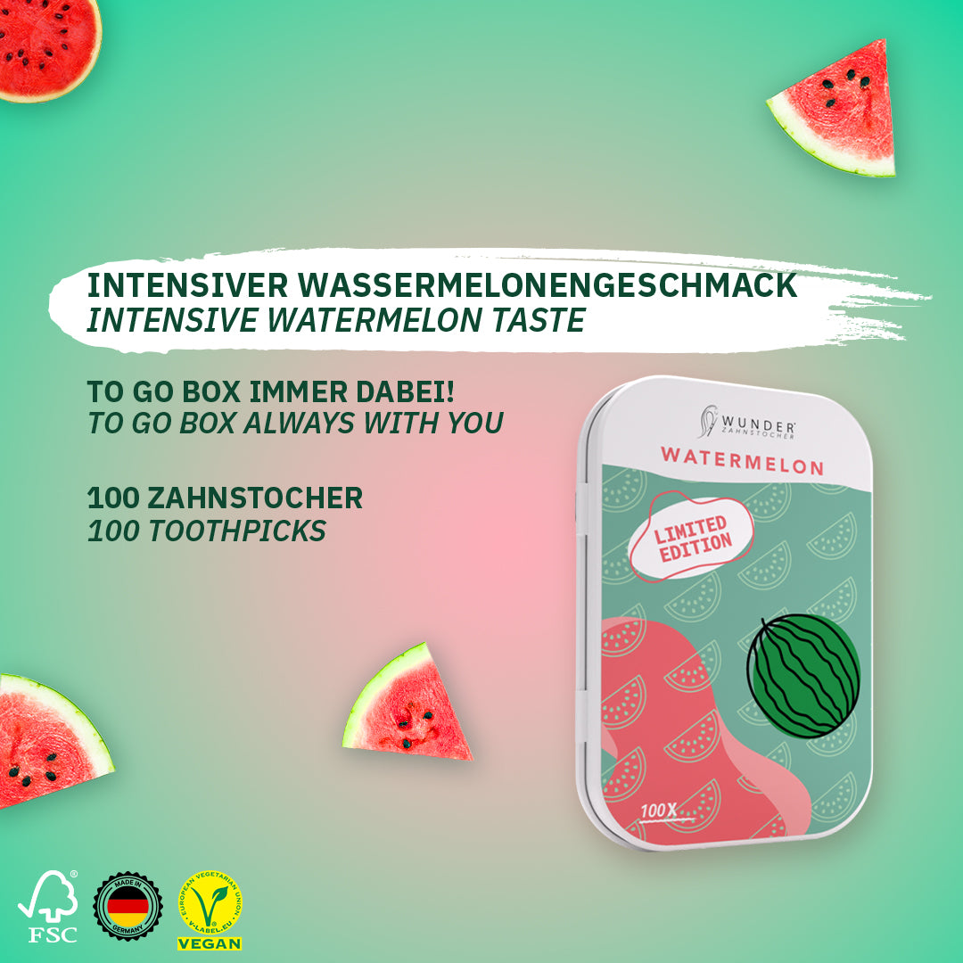 WASSERMELONE - METALLDOSE - ZAHNSTOCHER MIT GESCHMACK